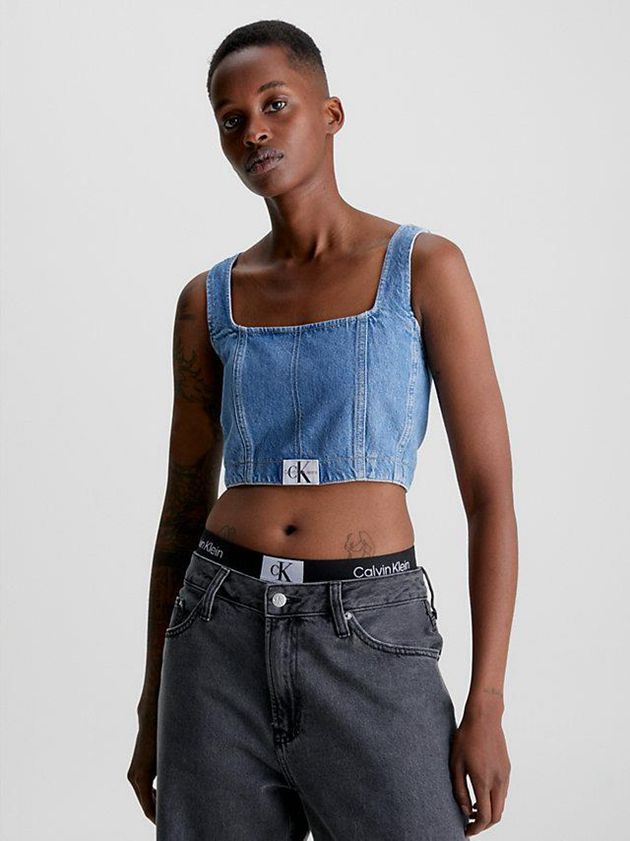 Calvin Klein USA Denim Corset Womens Top Blue 4803976-EN